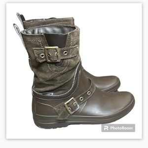 Santana Canada Waterproof Boots Cayley Suede / Rubber Brown Rain Boots Size 8